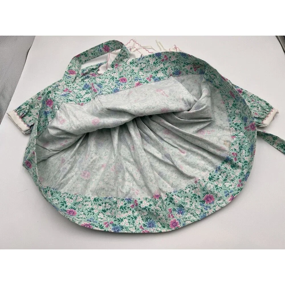 Vintage Rosey Kids Smocked Bishop Dress Girl 3T Blue Floral Embroidery